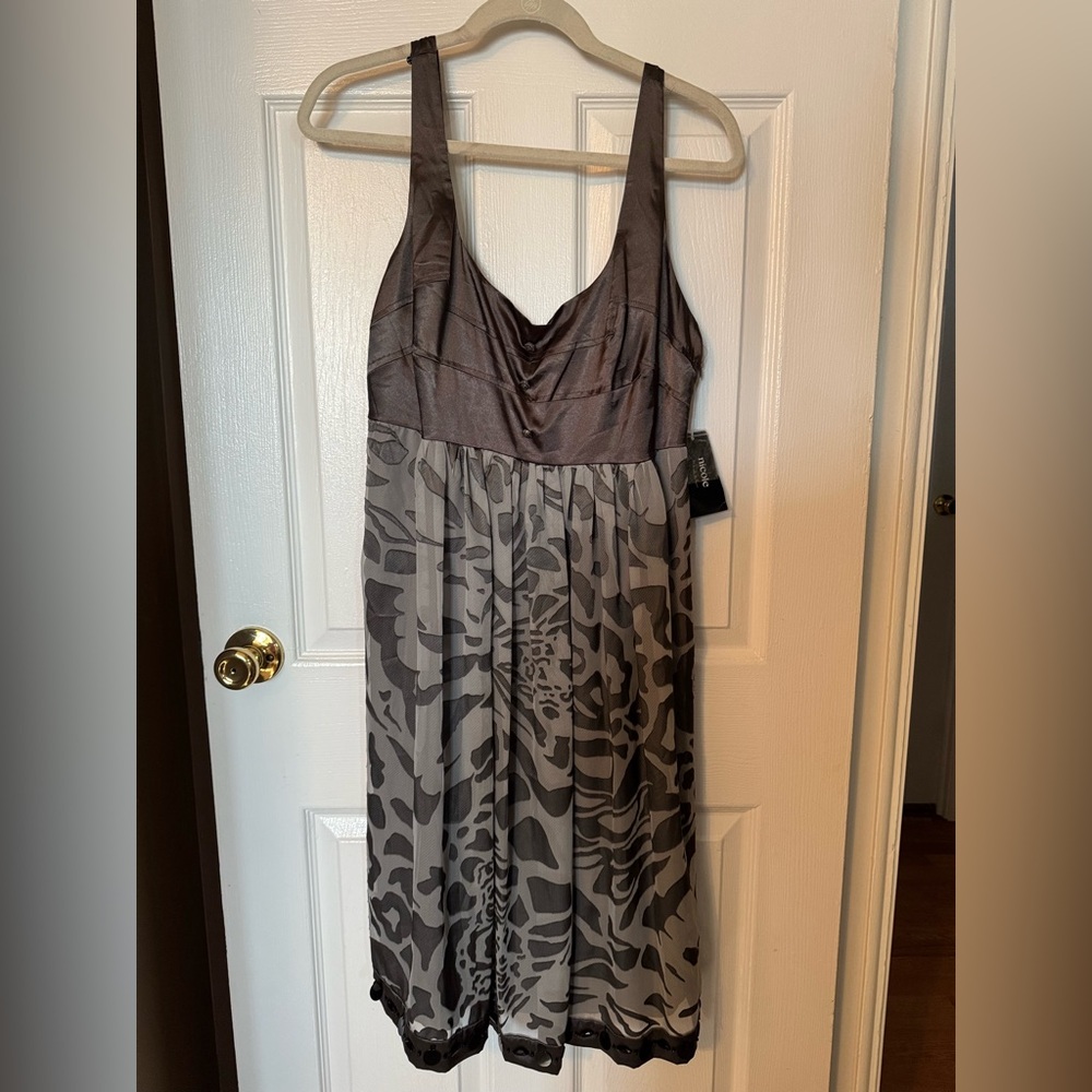 Satin tank style silver gray dress
